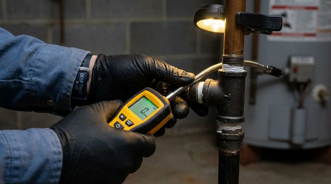 Gas leak detection with electronic sniffer by Johns Plumbing LLC in Wheeling